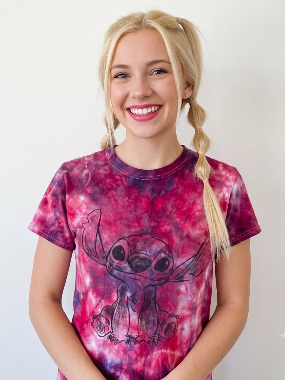 Disney Lilo and Stitch Tee Shirt Size Small Pink Tie dye Cotton - Picture 2 of 8